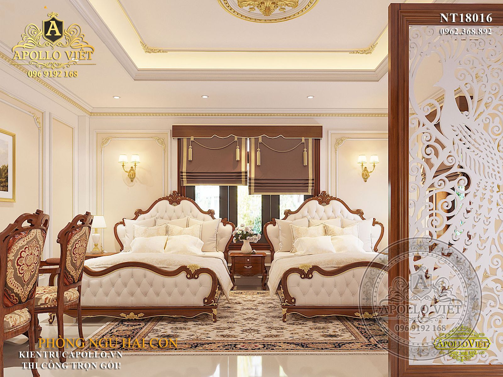 Phòng ngủ tân cổ điển đẹp cho các con